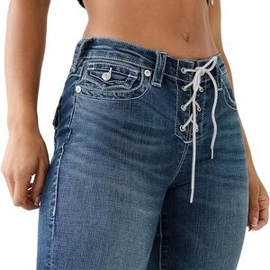 True Religion Blue Lace-Up Boot Cut Jeans